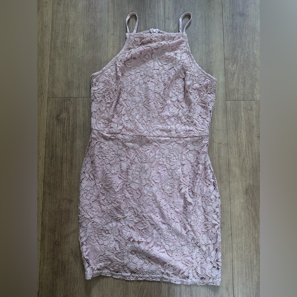Lulus pink floral lace dress